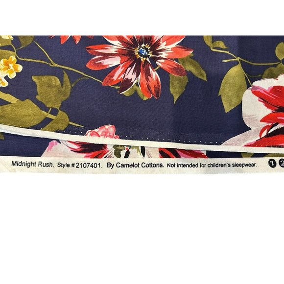 Dark Blue Tropical Floral by Camelot Cottons Midnight Rush Fabric 4 Yards 44” - Picture 5 of 5